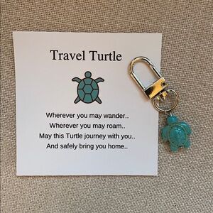 Turquoise Travel Turtle Keychain